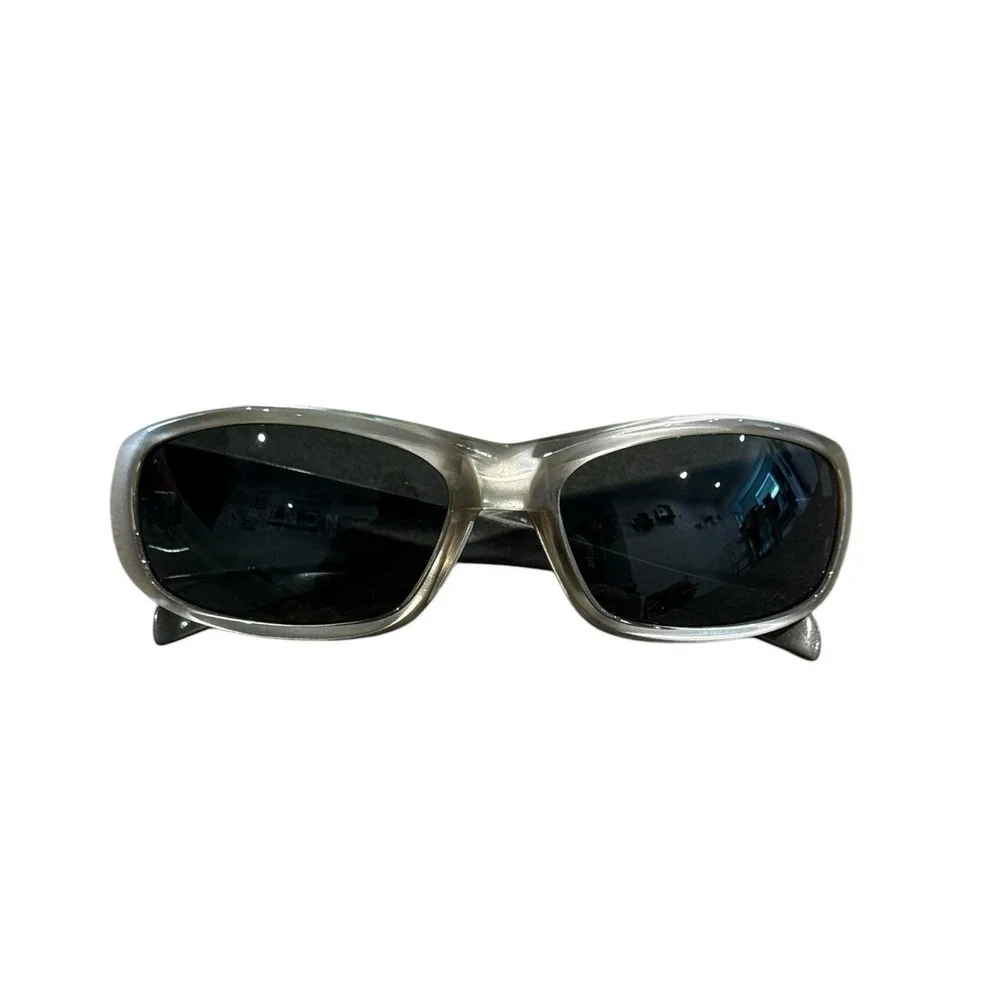 Kaenon NEW Men's Silver Polarized Full Rim Rhino Wrap Black Lenses Sunglasses